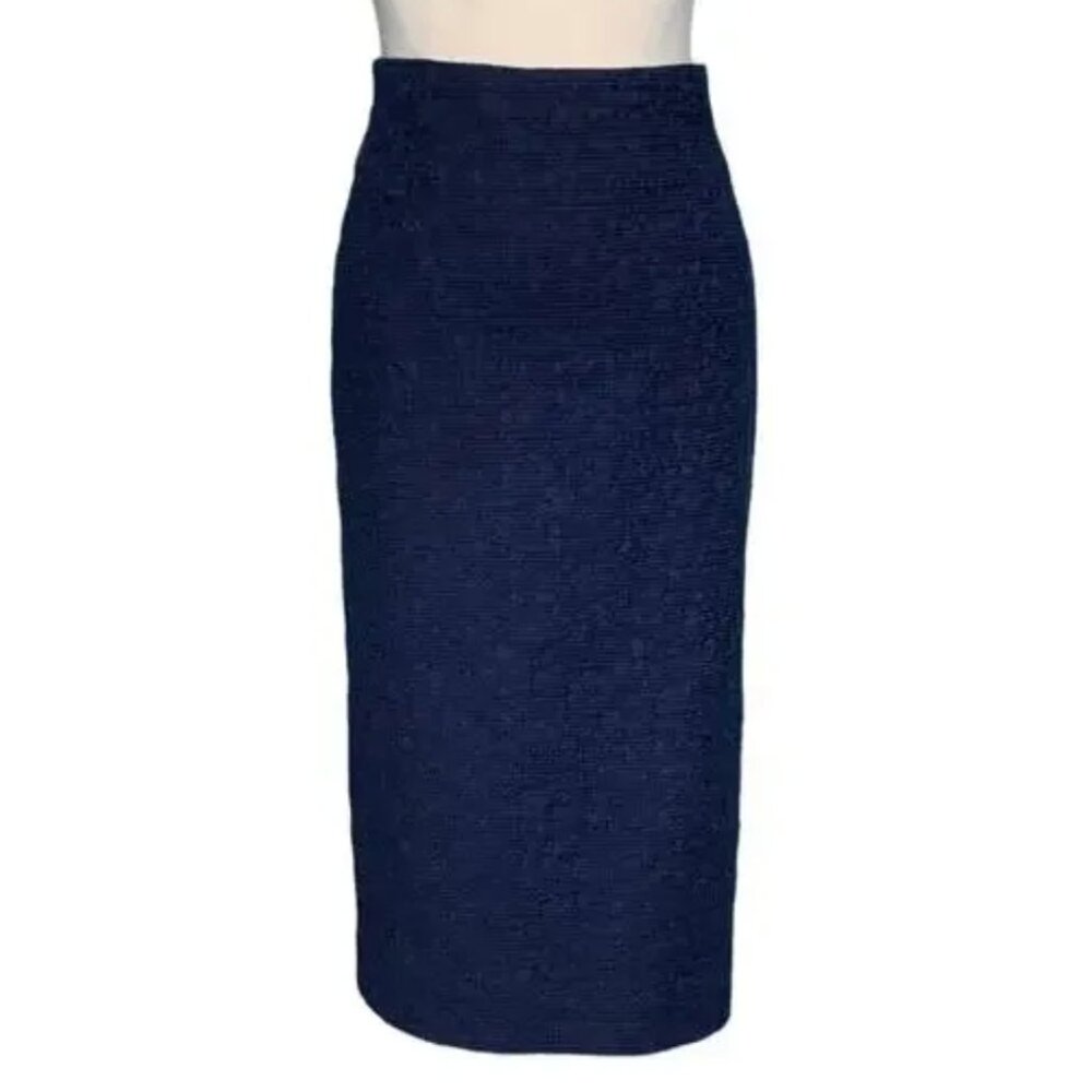 MM. Lafleur The Cobble Hill 2.0 Navy Blue Textured Pencil Skirt Size 4